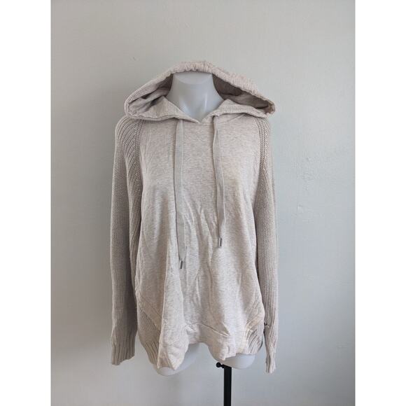 Splendid Collection Large Shea Long Sleeve Coordinating Sweater Mix Hoodie Tan - Picture 7 of 16